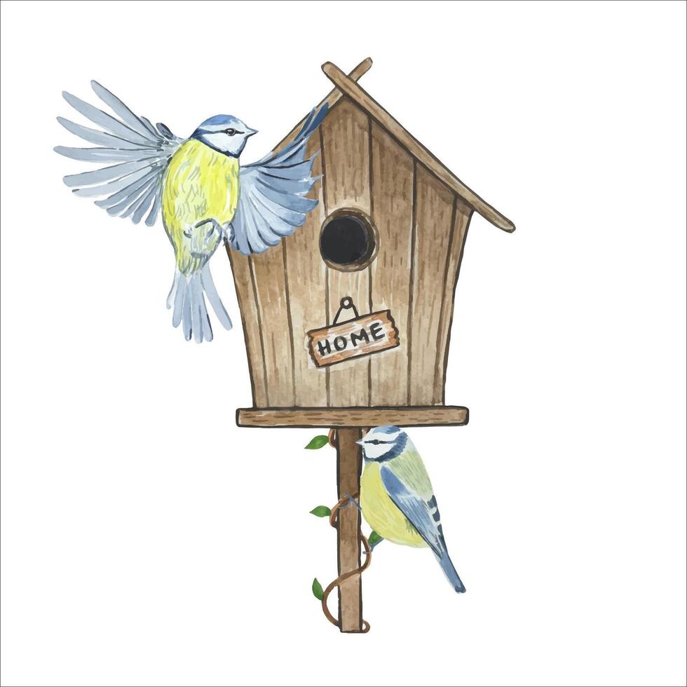 birdhouse con tette, acquerello illustrazione vettore