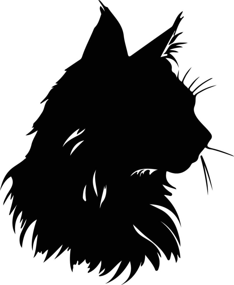 Maine coon gatto silhouette ritratto vettore