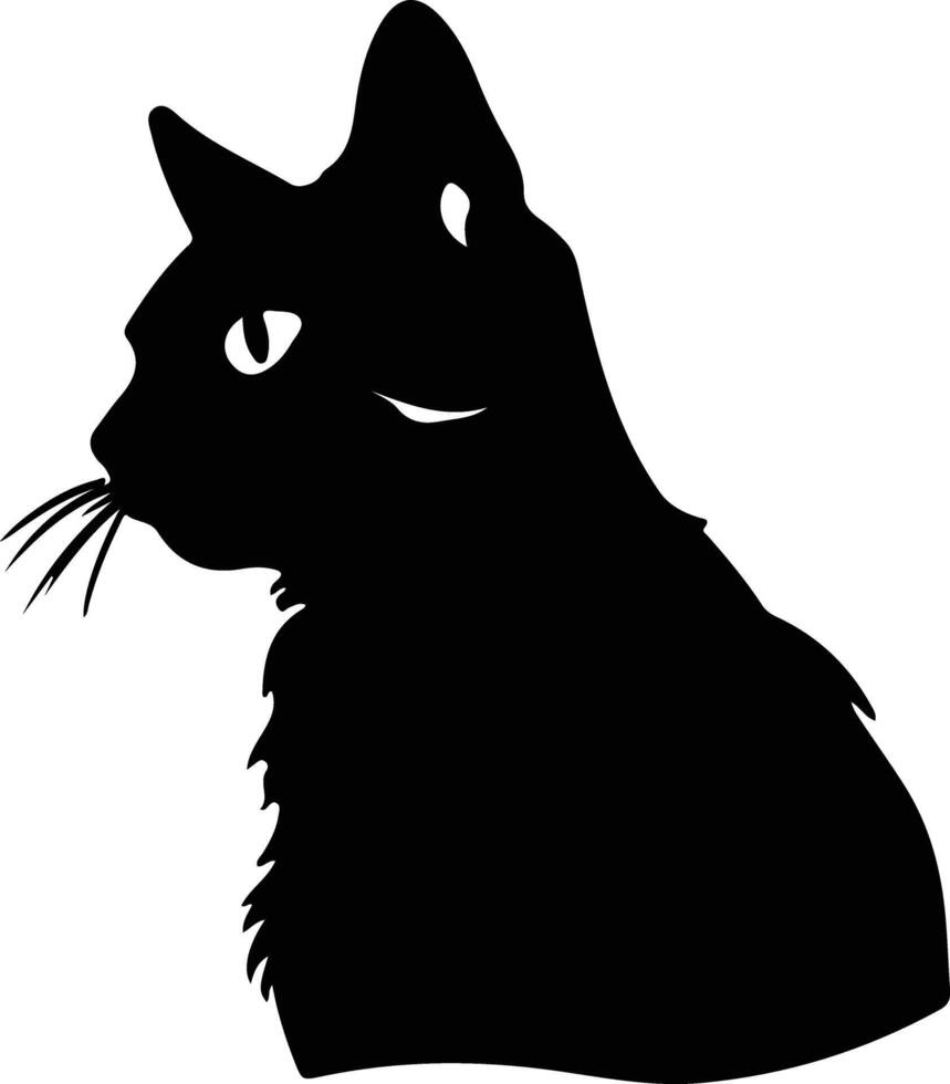 americano capelli corti gatto silhouette ritratto vettore