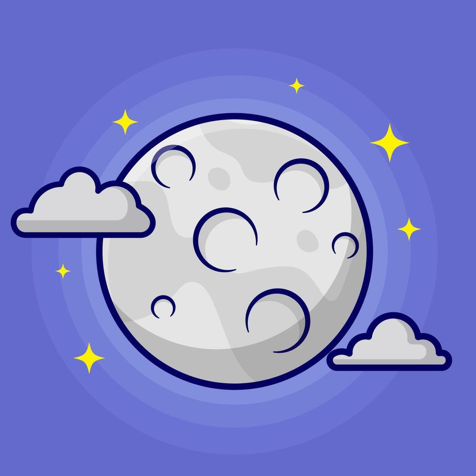 gratuito vettore cartone animato Luna nel il cielo con stella arte design