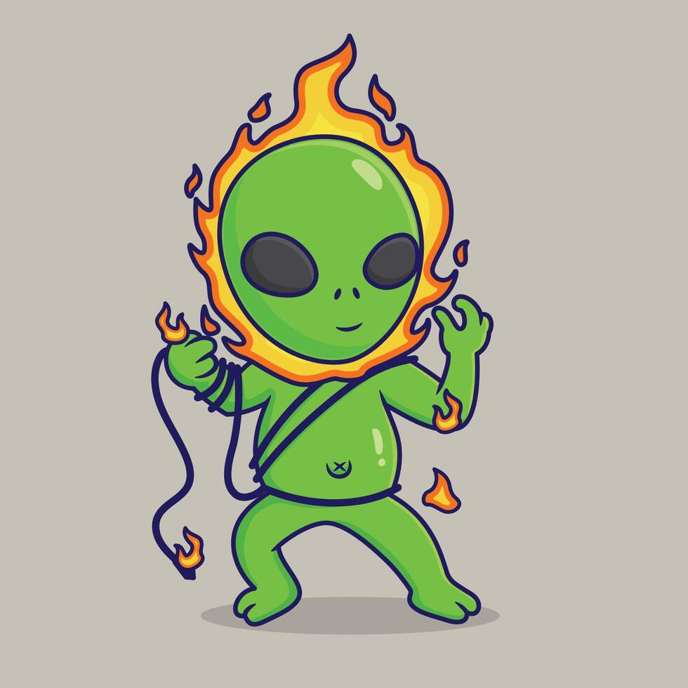 gratuito vettore cartone animato alieno fantasma ciclista con fuoco