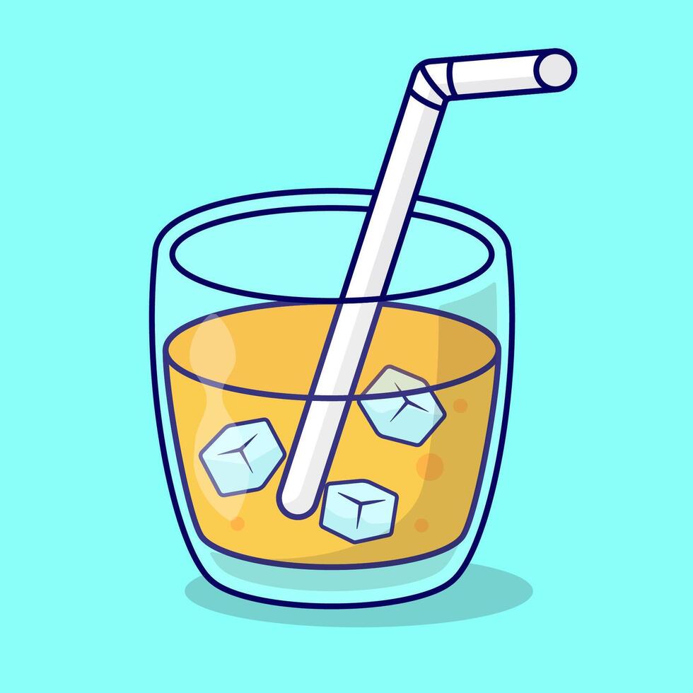 gratuito vettore cartone animato un' bicchiere di succo ghiaccio arte disegno, vettore illustrazione