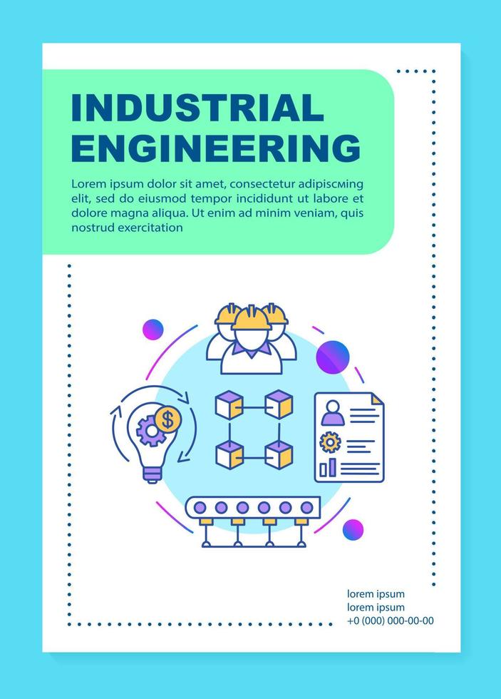 layout del modello di brochure di ingegneria industriale. settore industriale. volantino, opuscolo, stampa di volantini con illustrazioni lineari. layout di pagine vettoriali per riviste, relazioni annuali, manifesti pubblicitari