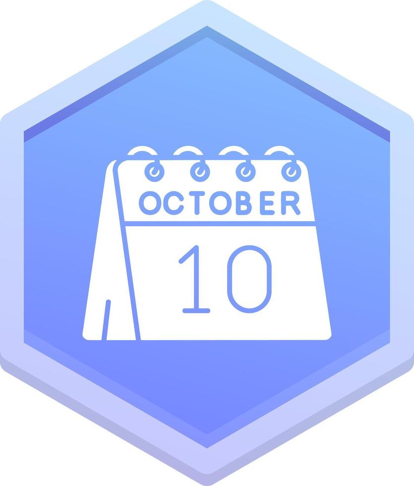 10 ° di ottobre poligono icona vettore