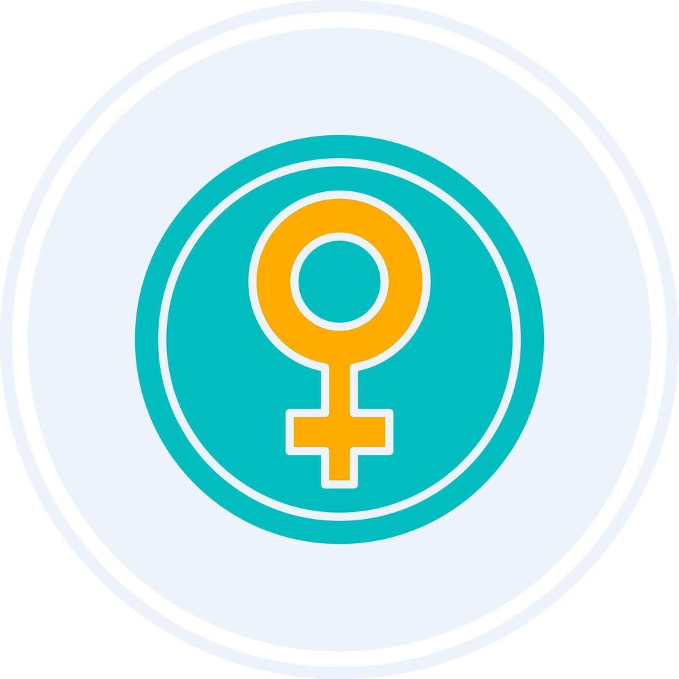 femmina simbolo glifo Due colore cerchio icona vettore