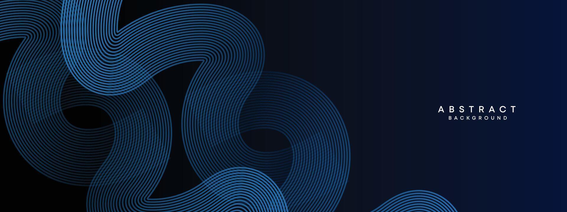 astratto buio Marina Militare blu agitando cerchi Linee tecnologia sfondo. moderno blu pendenza con raggiante Linee brillante geometrico forma e diagonale, per opuscolo, coperchio, manifesto, striscione, sito web, intestazione vettore