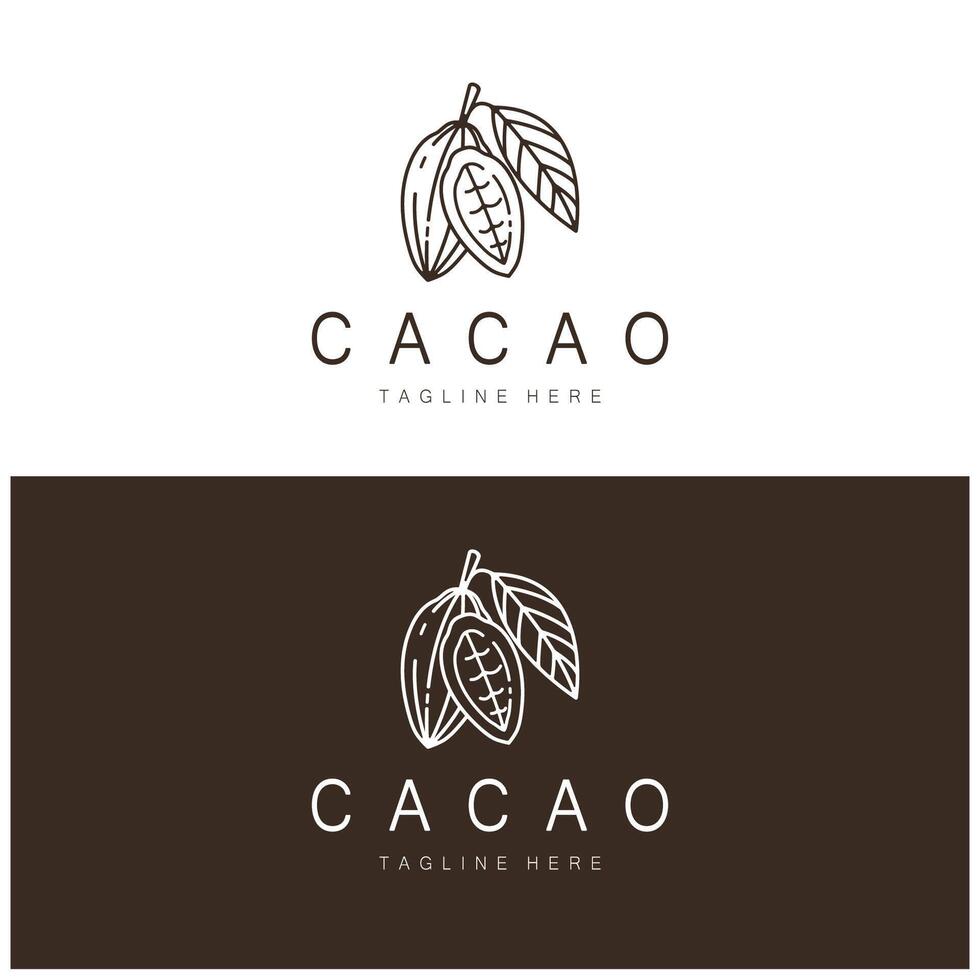 cacao logo, cacao fagiolo, cacao albero, cacao rami e foglie, cioccolato mescolare su bianca sfondo, vintage, moderno, semplice, minimalista icona illustrazione modello design vettore