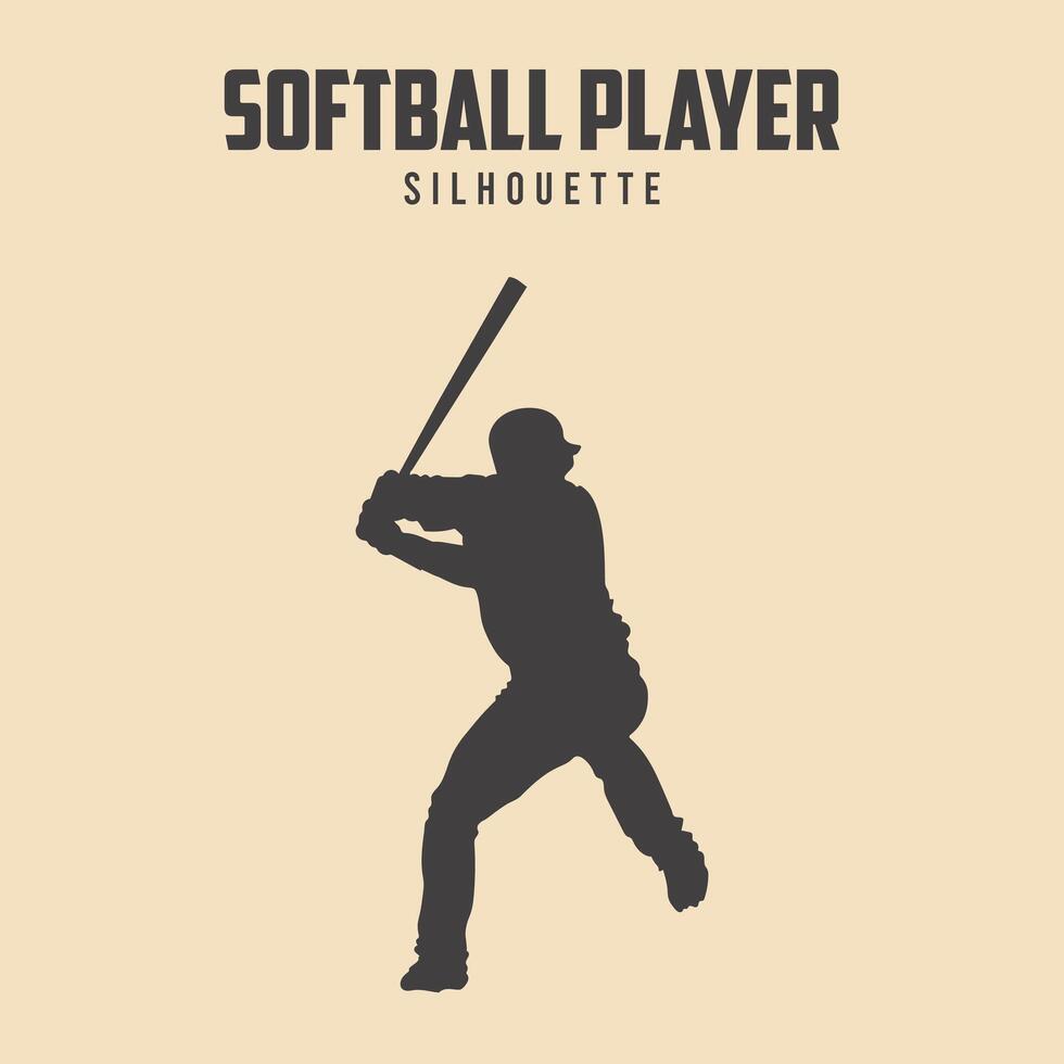 softball giocatore nero silhouette vettore