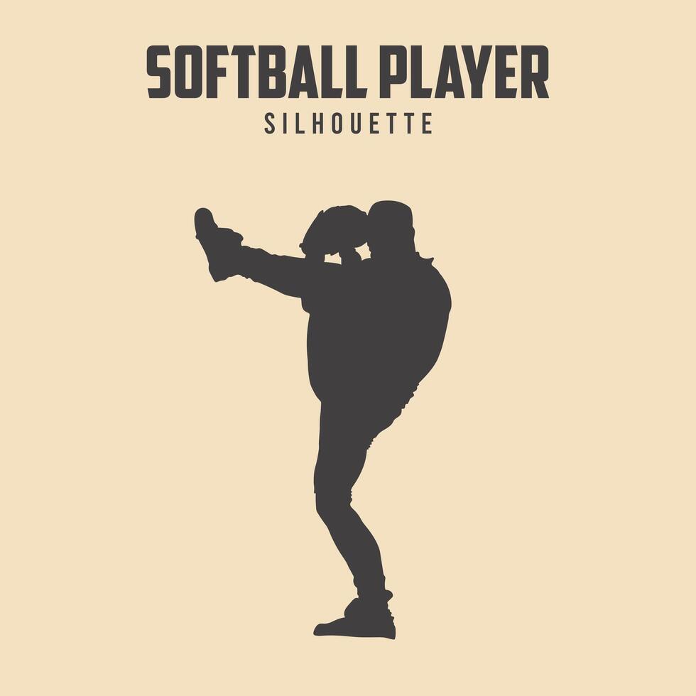 softball giocatore nero silhouette vettore