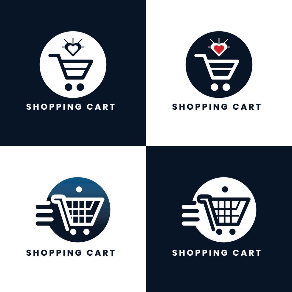 in linea veloce consegna shopping logo design. shopping carrello e shopping Borsa logo vettore