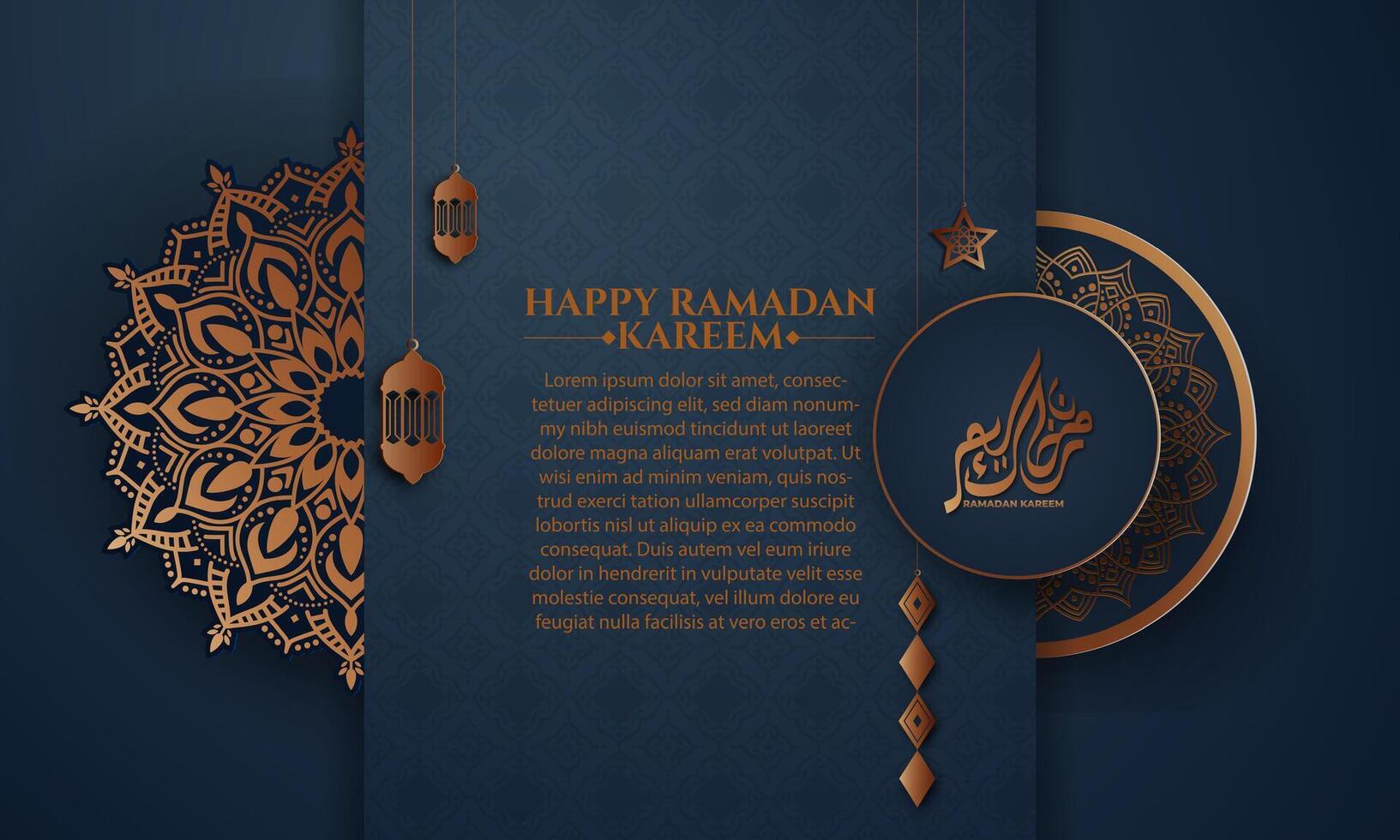 realistico Ramadan sfondo con islamico modello, lanterna, per striscione, saluto carta vettore