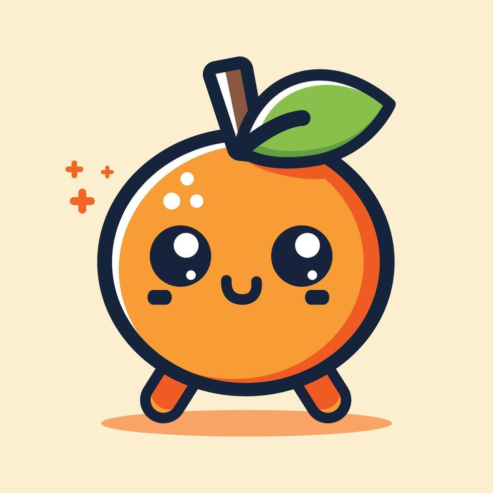 vettore carino arancia frutta piatto illustrazione