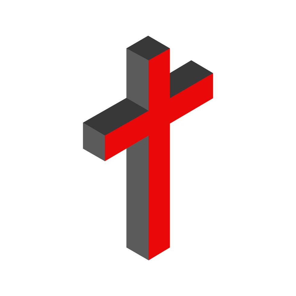 croce religiosa illustrata isometrica su sfondo bianco vettore