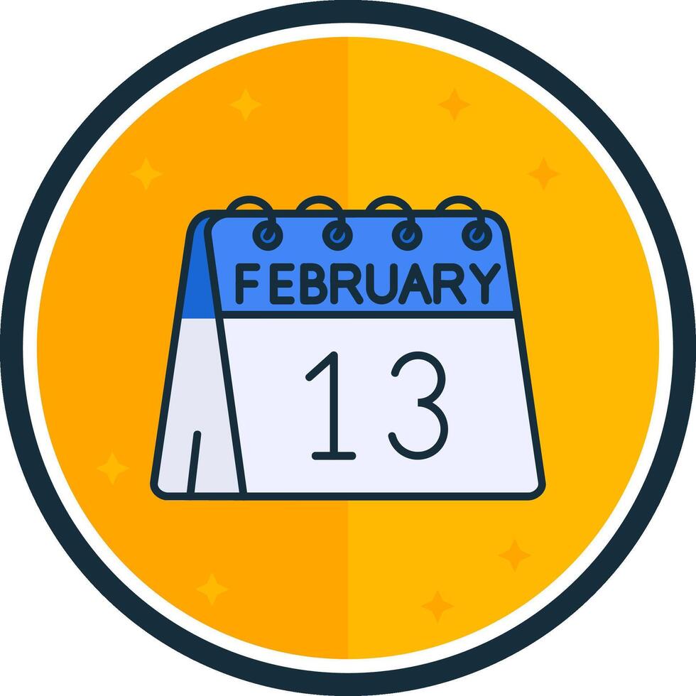 13 ° di febbraio pieno versetto icona vettore
