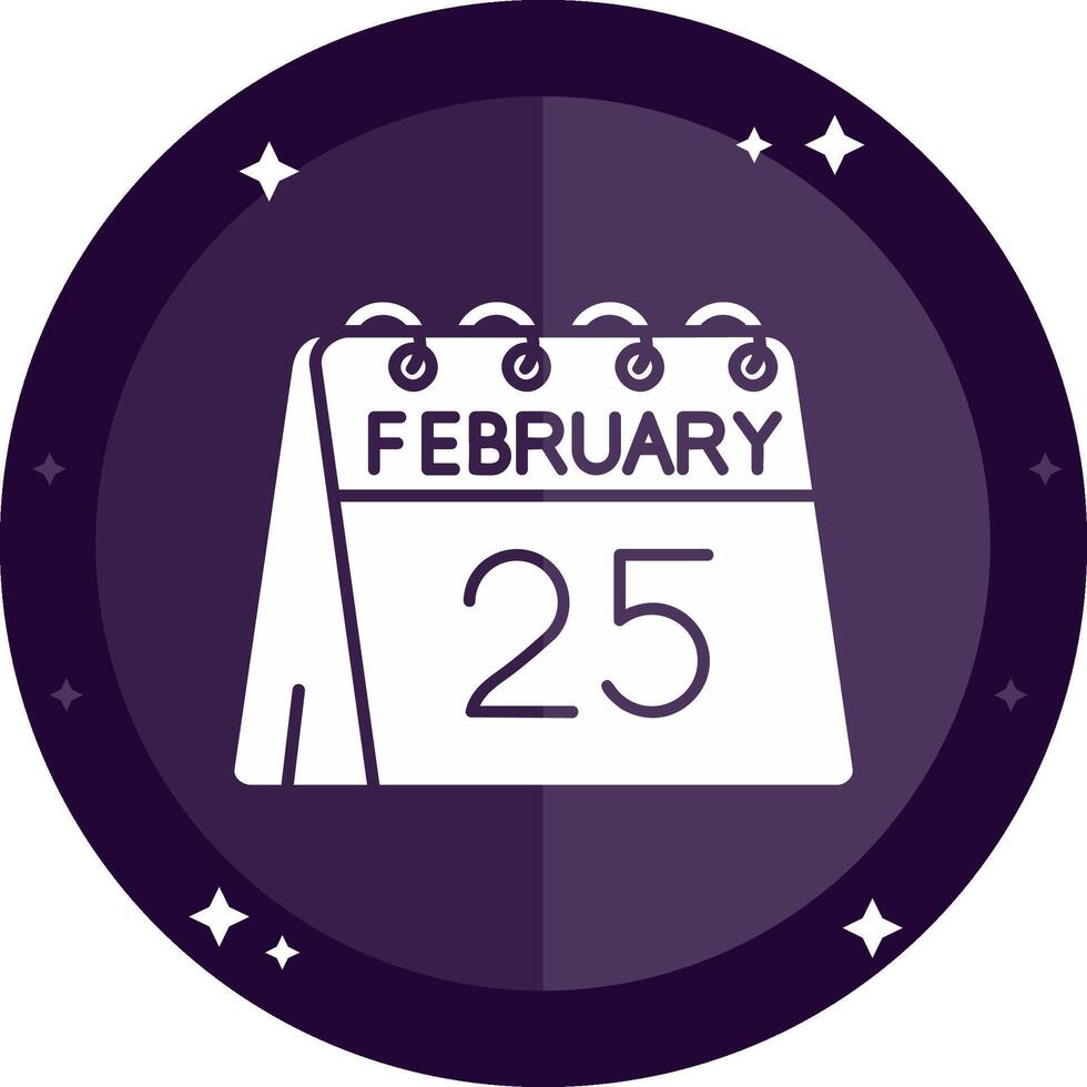 25 di febbraio solido badge icona vettore