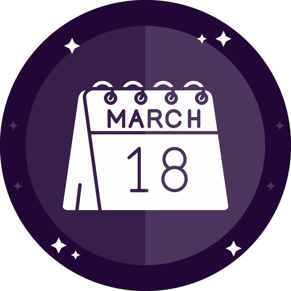18 ° di marzo solido badge icona vettore