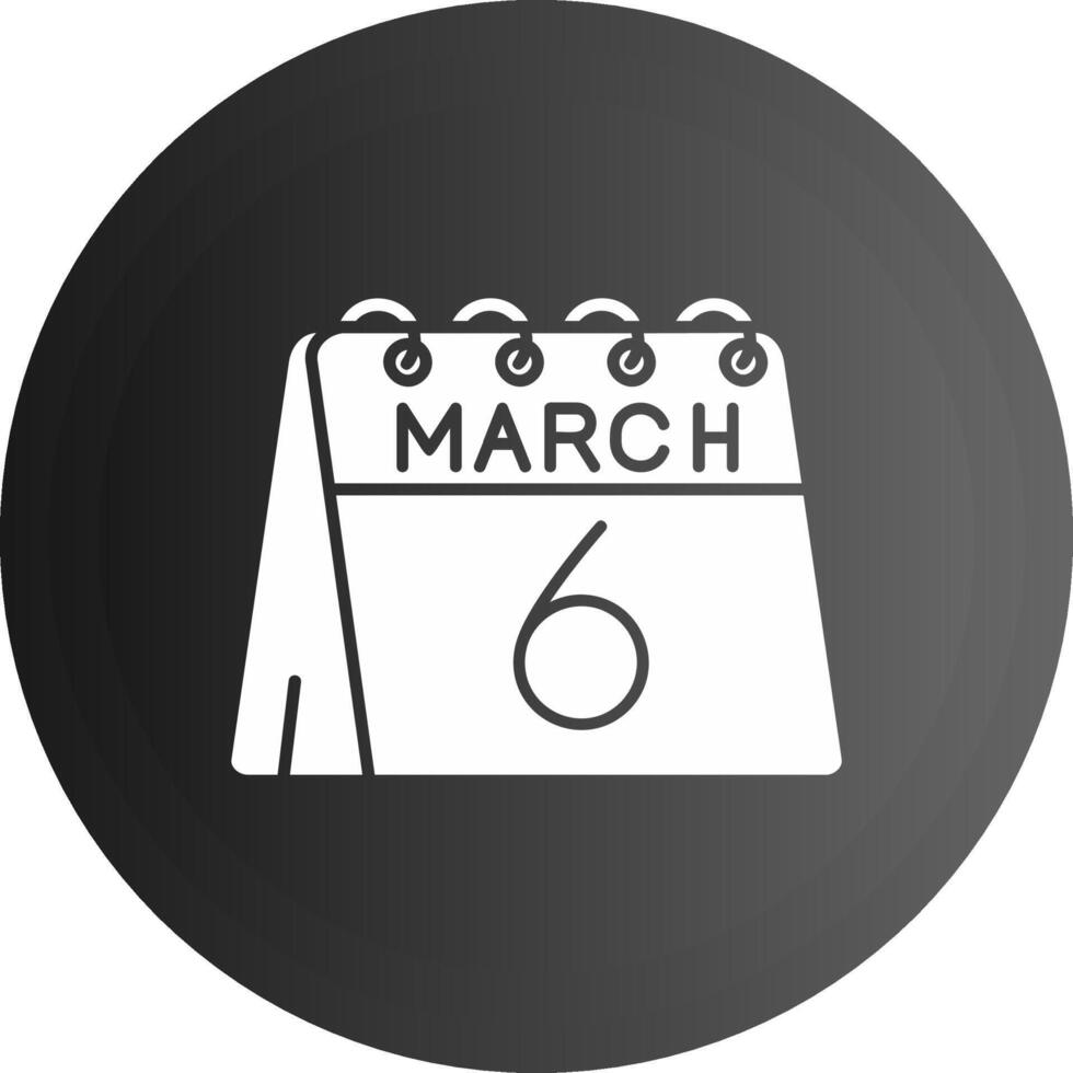 6 ° di marzo solido nero icona vettore