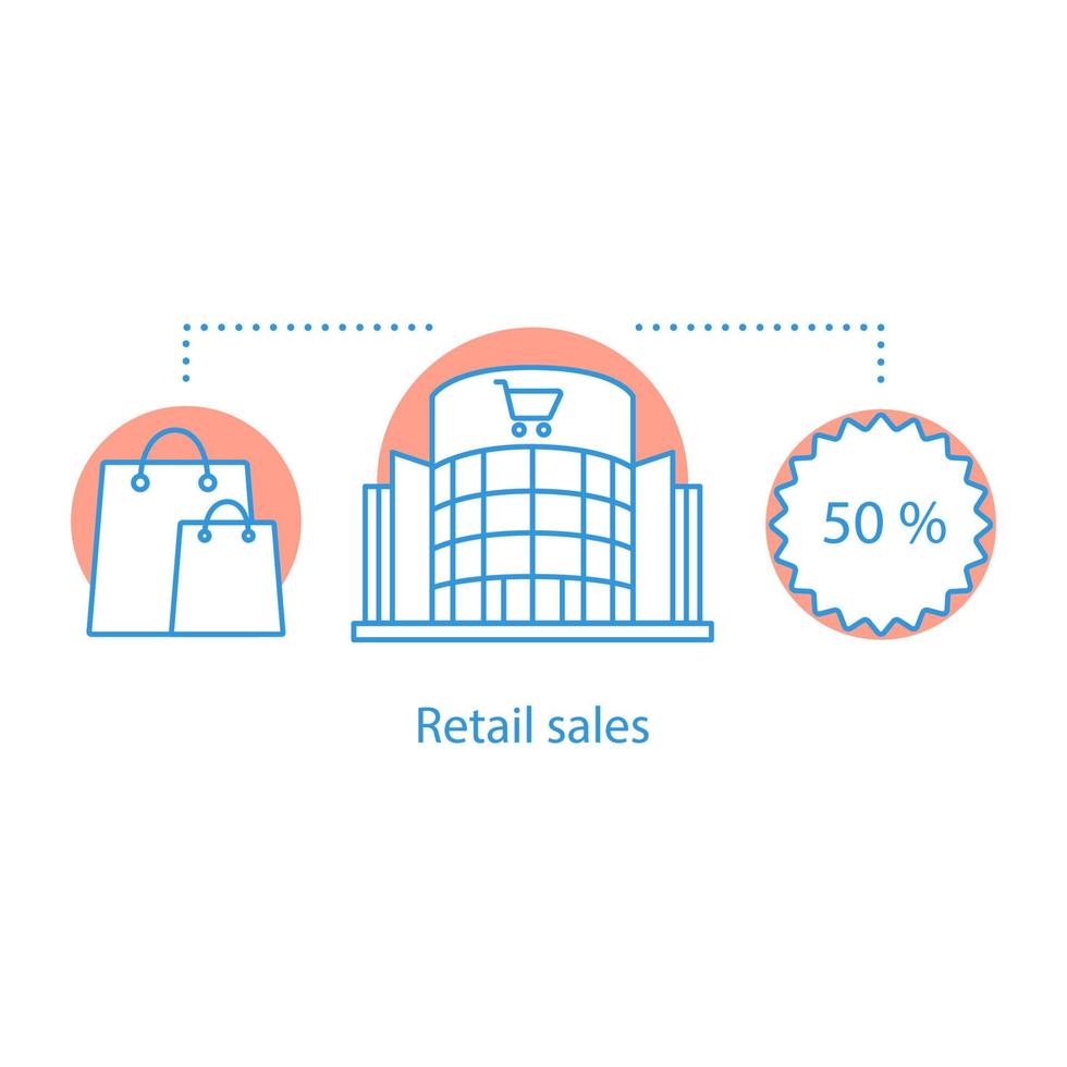 icona lineare di vendita al dettaglio. illustrazione della linea sottile di idea del centro commerciale. sconti. fare acquisti. disegno vettoriale isolato contorno