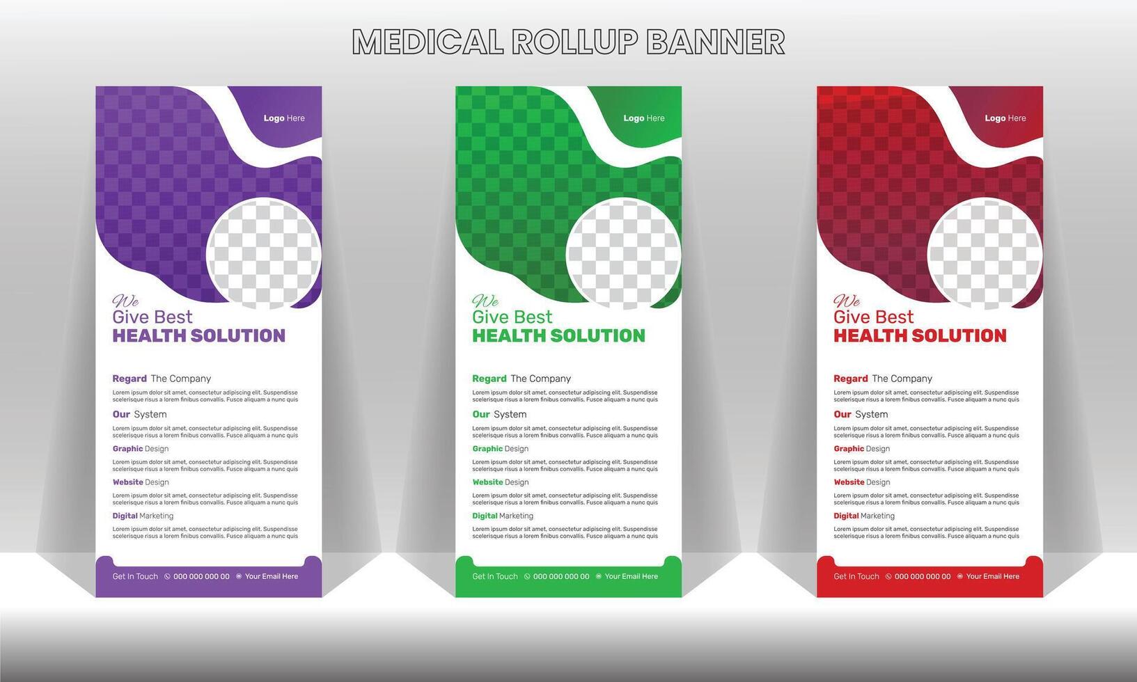 modello di progettazione banner roll up moderno attraente per il settore medico e sanitario vettore