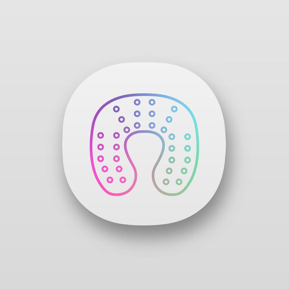 icona dell'app cuscino da viaggio. cuscino per il collo in memory foam. supporto ortopedico per il collo. interfaccia utente ui ux. applicazione web o mobile. illustrazione vettoriale isolato