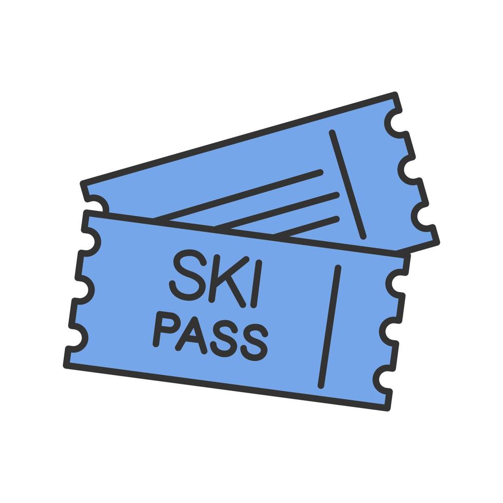 icona del colore dello skipass. biglietti per gli ascensori. illustrazione vettoriale isolato