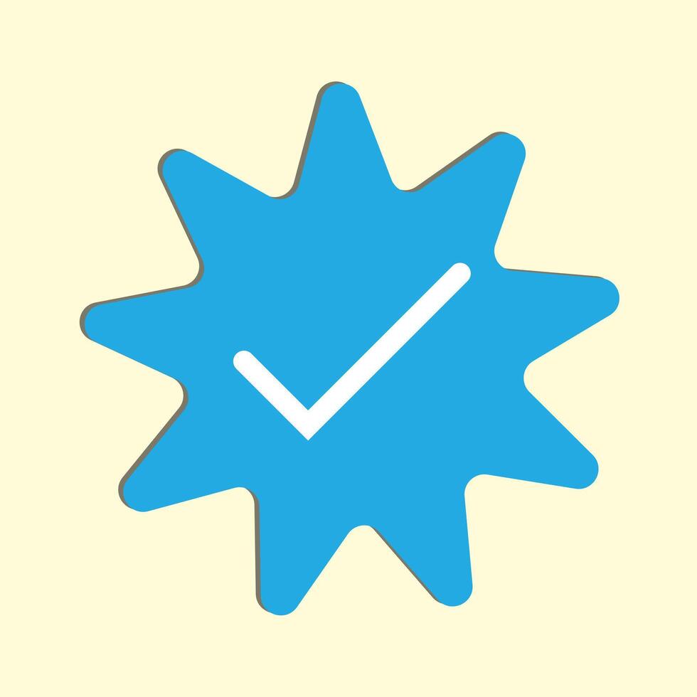 blu zecca - un' simbolo di certificazione e verifica su sociale media e sociale reti. verificata e certificato ufficiale account e profilo. simbolo, cartello e icona come isolato vettore illustrazione