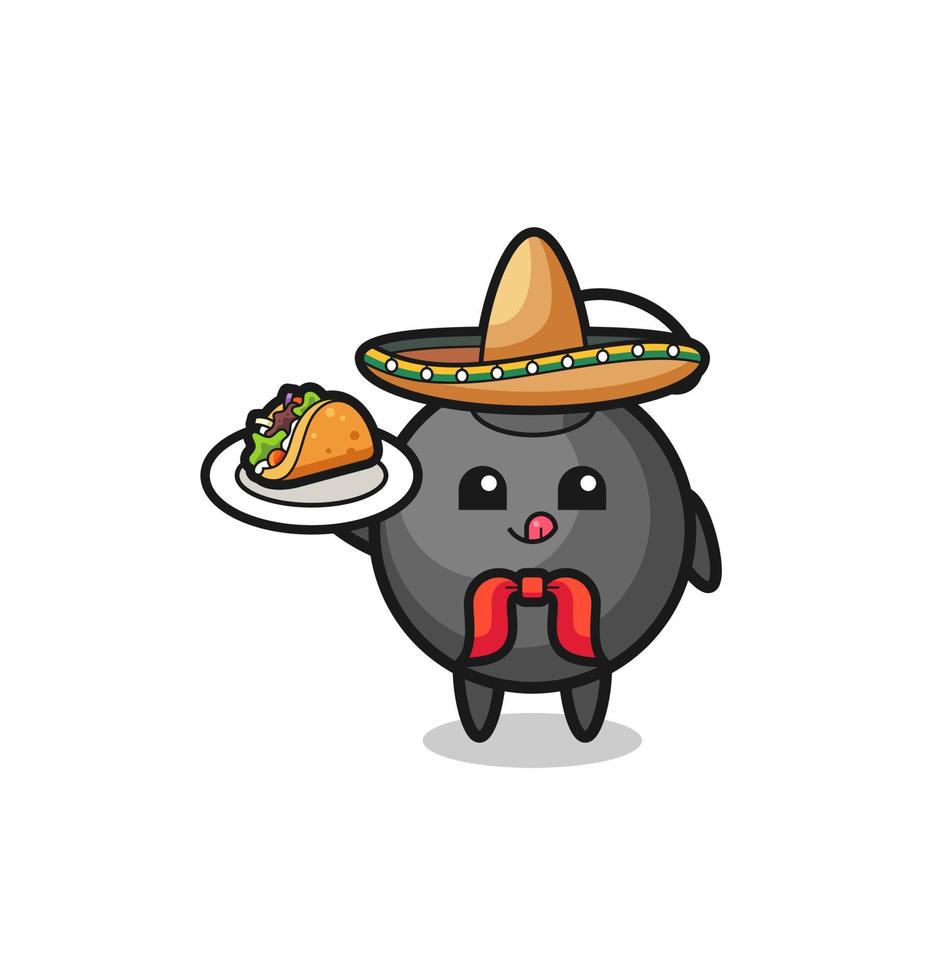 bomba mascotte chef messicano che tiene un taco vettore