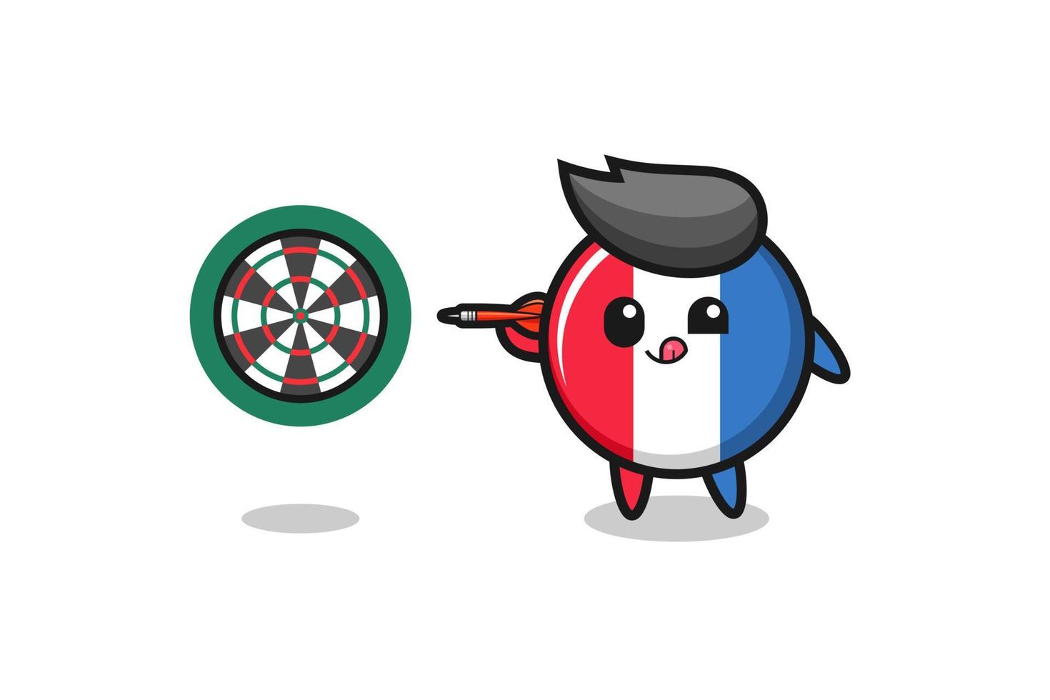 la simpatica bandiera della francia sta giocando a freccette vettore