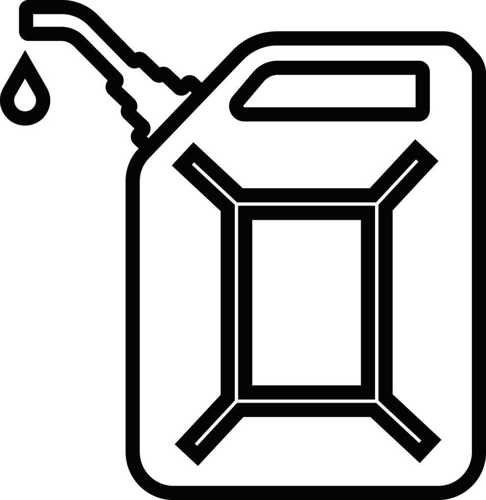 Jerry può, scatola metallica icona nel linea stile pittogramma isolato su benzina, benzina, carburante o olio può simbolo. nero diesel plastica vuoto acqua scatola metallica vettore per app, sito web