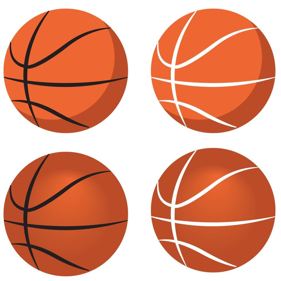 un' impostato di palloni da basket con diverso ombreggiatura tipi e colore strisce per semplice icone vettore