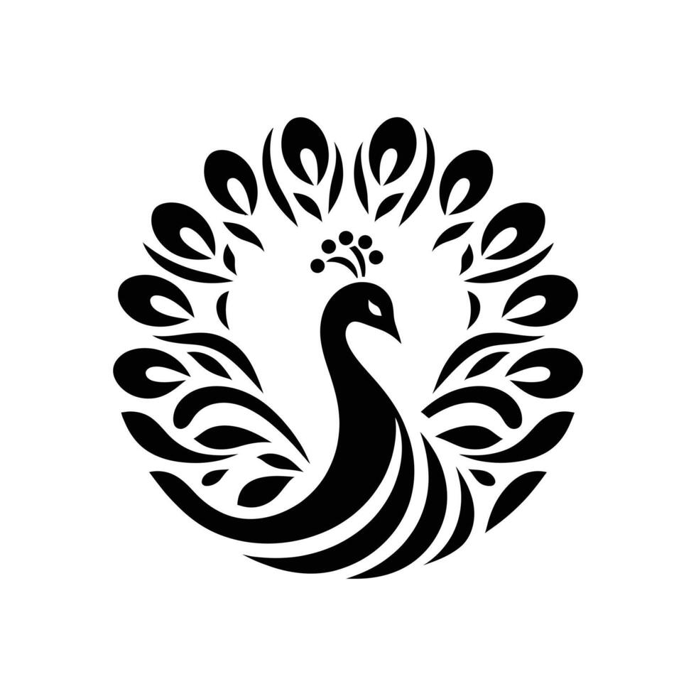 disegno del logo del pavone astratto e religioso vettore