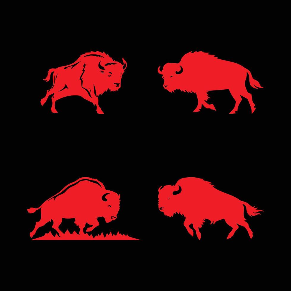 Toro logo icona impostare. premio vettore design illustrazione. rosso Toro logo impostato su nero sfondo