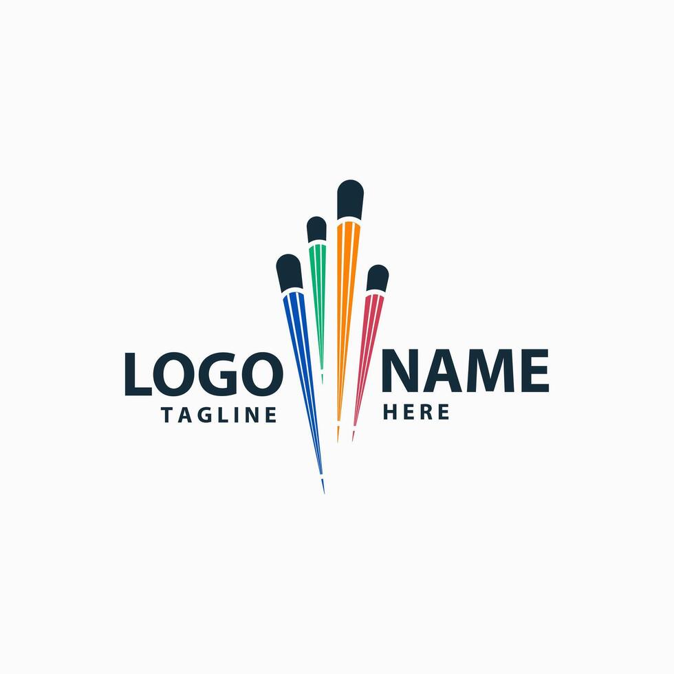 colorato matite logo design vettore