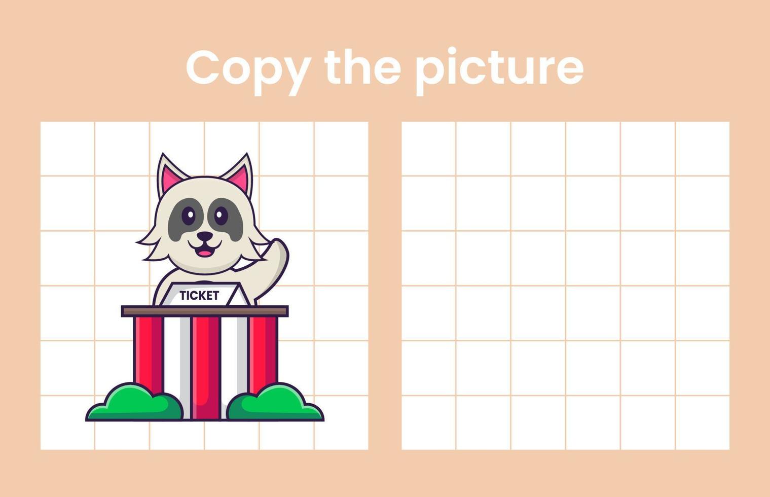 copia l'immagine di un cane carino. gioco educativo per bambini. illustrazione vettoriale dei cartoni animati