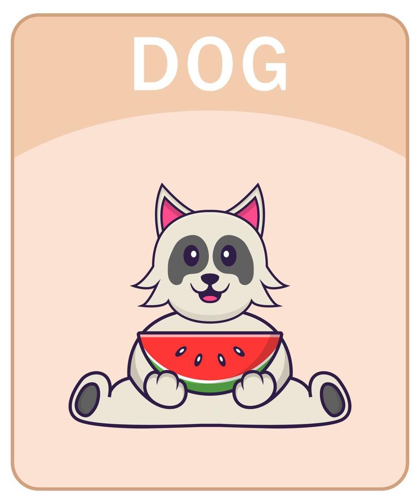 flashcard alfabeto con simpatico personaggio dei cartoni animati di cane. vettore