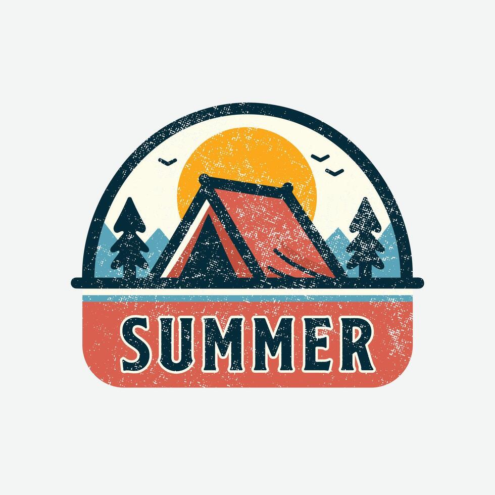 moderno Vintage ▾ retrò di estate avventura distintivo logo per maglietta stampa vettore