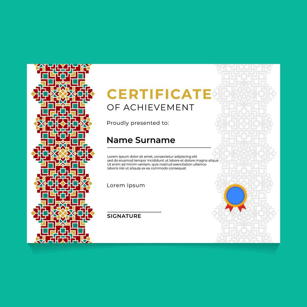 islamico geometrico certificato modello design vettore