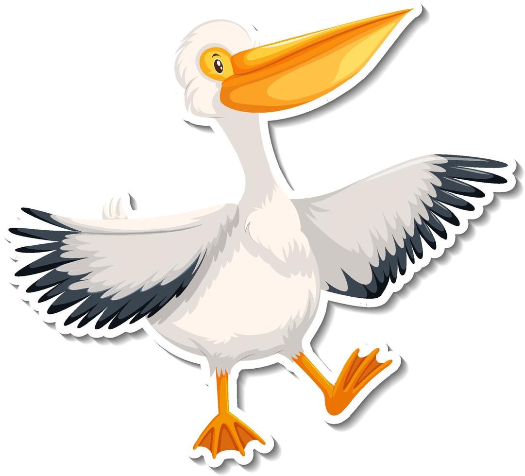 adesivo cartone animato uccello pellicano vettore