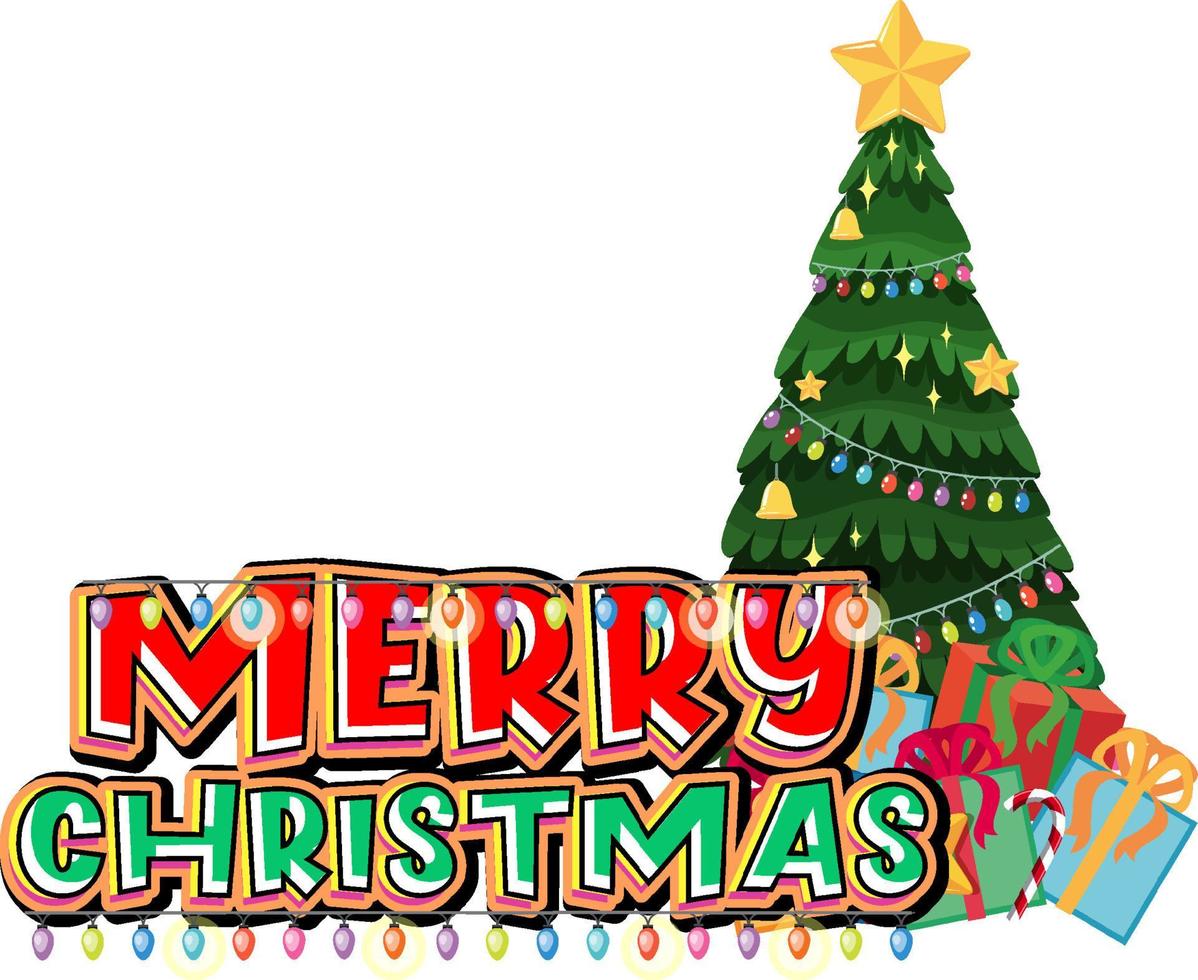 buon natale logo banner con albero di natale vettore