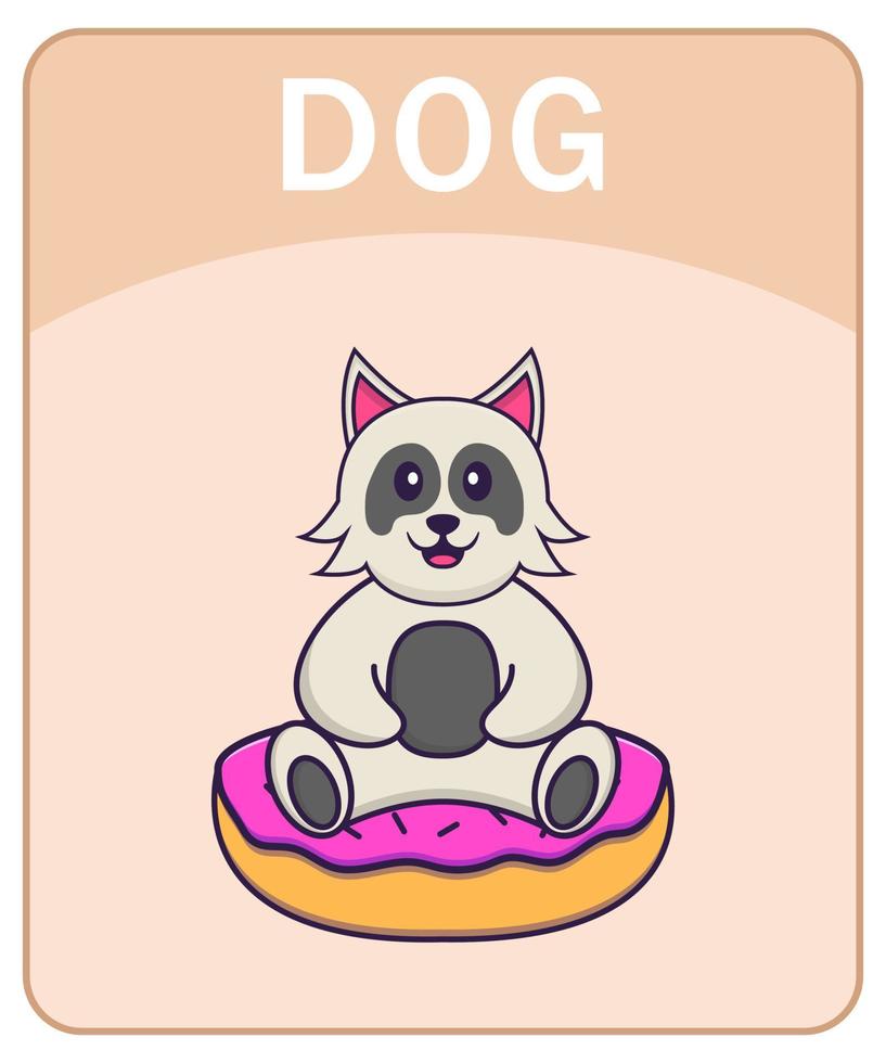 flashcard alfabeto con simpatico personaggio dei cartoni animati di cane. vettore