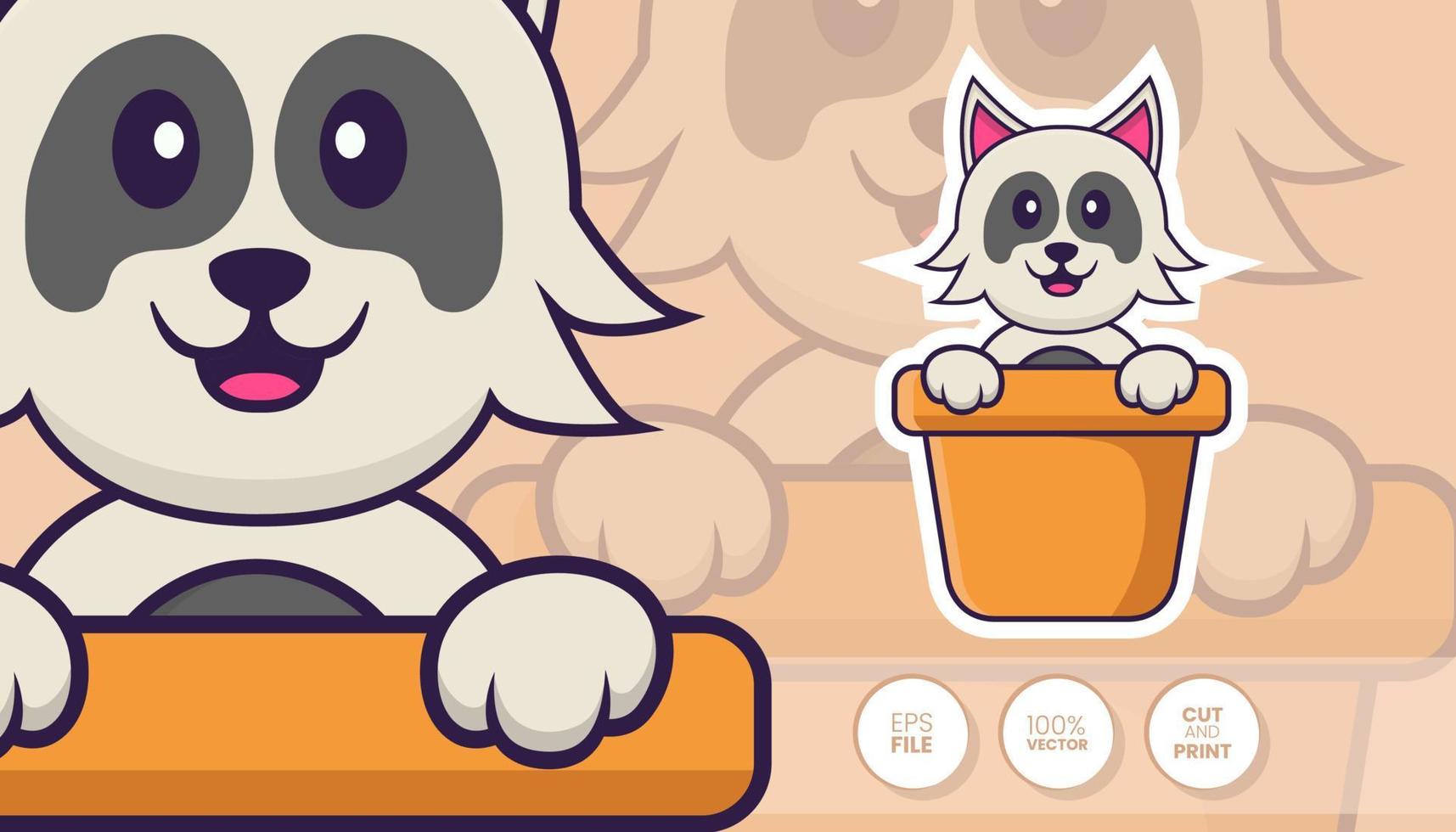 illustrazione disegnata a mano del cane carino. concetto di personaggio dei cartoni animati - adesivi vettore