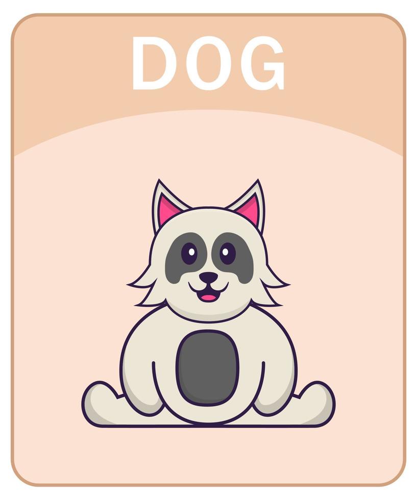 flashcard alfabeto con simpatico personaggio dei cartoni animati di cane. vettore