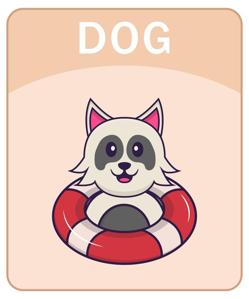 flashcard alfabeto con simpatico personaggio dei cartoni animati di cane. vettore