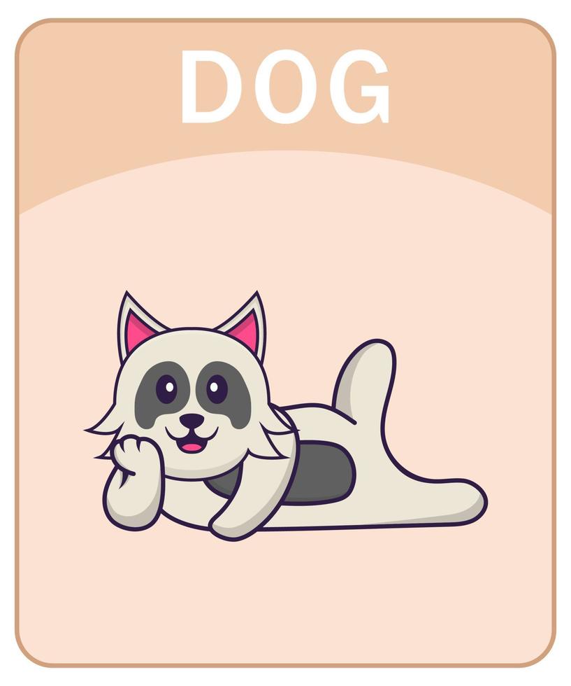 flashcard alfabeto con simpatico personaggio dei cartoni animati di cane. vettore