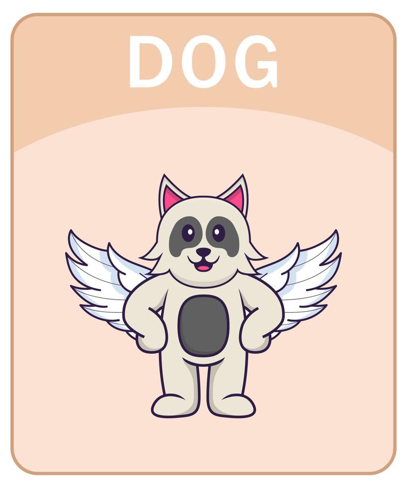 flashcard alfabeto con simpatico personaggio dei cartoni animati di cane. vettore