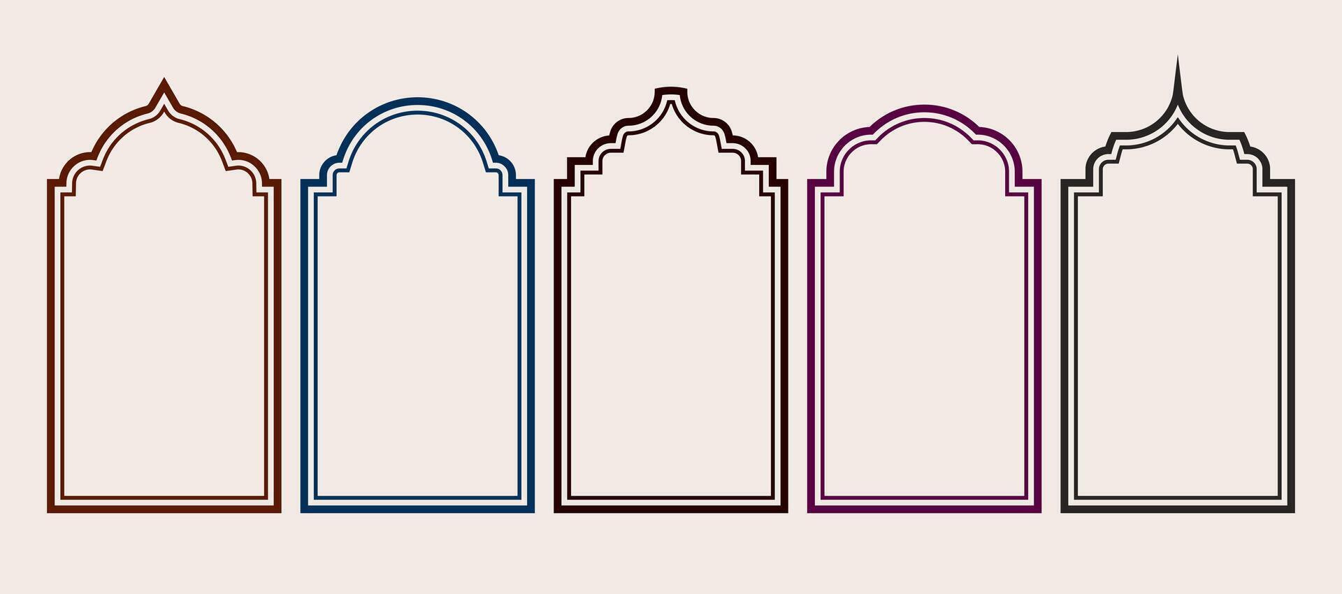 islamico porta finestra telaio. vettore design elementi di Ramadan kareem e eid mubarak saluto