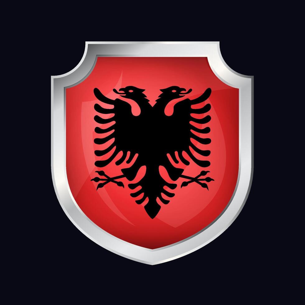 Albania argento scudo bandiera icona vettore