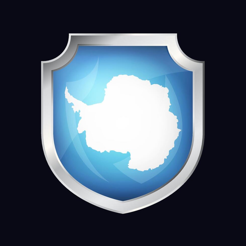 Antartide argento scudo bandiera icona vettore