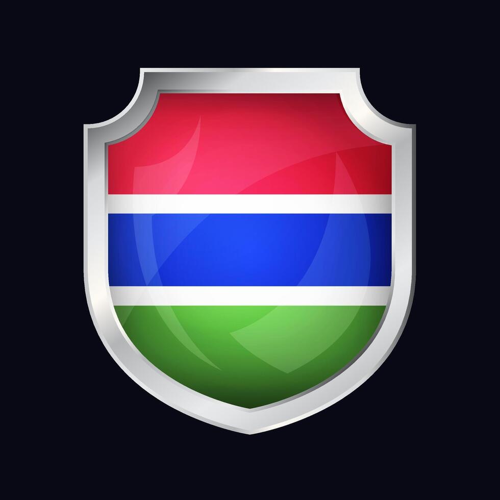 Gambia argento scudo bandiera icona vettore