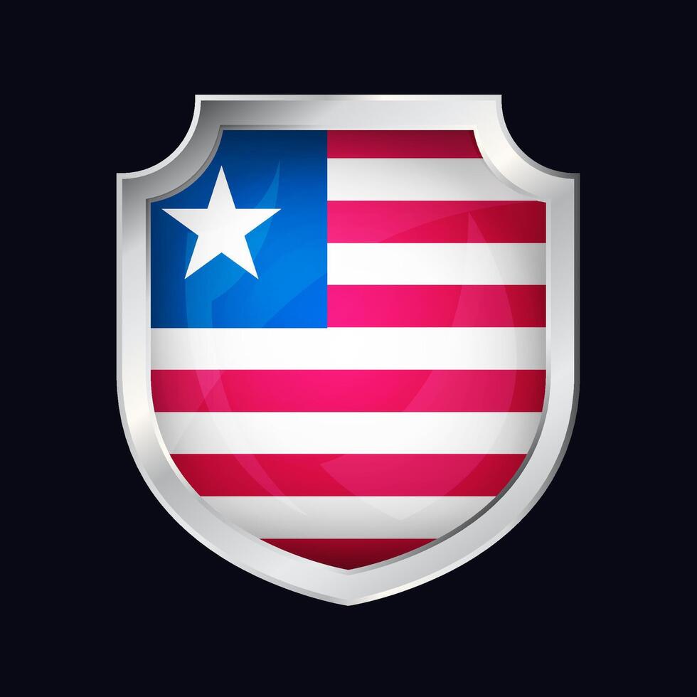 Liberia argento scudo bandiera icona vettore